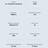 awei A889 Pro Air Conduction Sports Wireless Headset